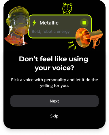 Louder app AI voice selection - pick a voice with personality
